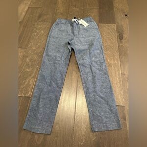 NWT Janie and Jack Boys Size 8 Chambray Linen Blend Pull On Pants